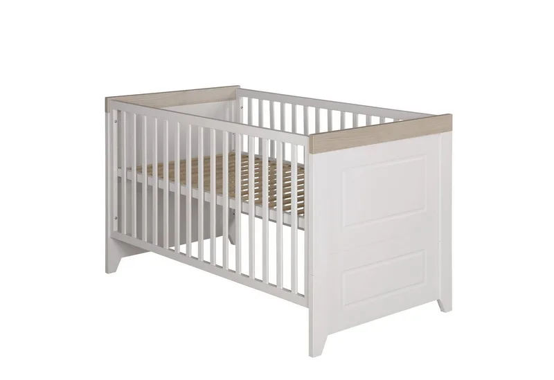 Babyzimmer-Komplettset Felicia, Gitterbett & breite Wickelkommode, umbaubar zum Juniorbett von roba in Weiß – Produktfoto 4 von 5