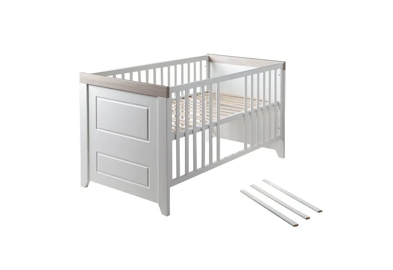 Babyzimmer-Komplettset Felicia, Gitterbett & breite Wickelkommode, umbaubar zum Juniorbett von roba in Weiß – Produktfoto 5 von 5