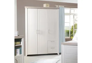 Babyzimmer-Komplettset Felicia, Gitterbett, Wickelkommode & 3-türiger Drehtürenschrank, umbaubar von roba in Weiß – Produktfoto 4 von 5
