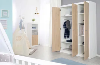 Babyzimmer-Komplettset Gabriella 3-teilig - Aus Holz - Bicolor - Weiß & Sonoma Eiche, (Set 3-teilig, mit breiter oder schmaler Wickelkommode), Gitterbett, Wickelkommode & Kleiderschrank 3-türig by roba – product photo 2 of 3