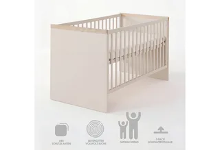 Babyzimmer-Komplettset Jimmy - 3-teiliges Komplettzimmer - MADE IN EUROPE, (Set, Babybett 70 x 140 cm, Wickelkommode Schublade & Fach, Kleiderschrank), aus Holz - Klassisches Design - moderne Farben - Kinderzimmer Set von roba in Beige – Produktfoto 5 von 5