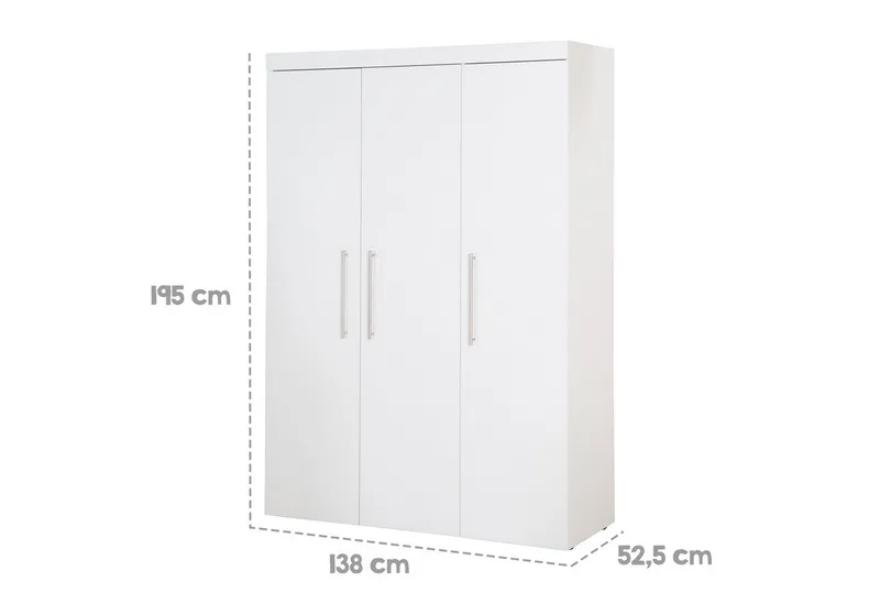Babyzimmer-Komplettset Kimi 3-teilig - Kinderzimmer in aus Holz gefertigt - Langlebig, (3er Set, Babybett 70 x 140 cm, Wickelkommode & Kleiderschrank), Klassische und zeitlose Optik - Made in Europe från roba i Vit – produktbild 5 av 5