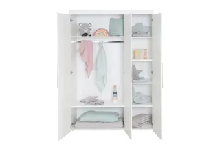 Babyzimmer-Komplettset Kimi 3-teilig - Kinderzimmer in aus Holz gefertigt - Langlebig, (3er Set, Babybett 70 x 140 cm, Wickelkommode & Kleiderschrank), Klassische und zeitlose Optik - Made in Europe från roba i Vit – produktbild 4 av 5