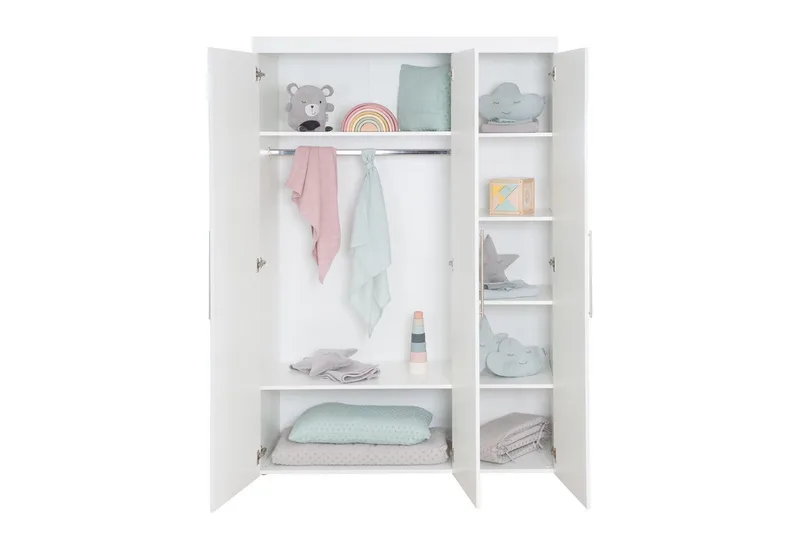 Babyzimmer-Komplettset Kimi 3-teilig - Kinderzimmer in aus Holz gefertigt - Langlebig, (3er Set, Babybett 70 x 140 cm, Wickelkommode & Kleiderschrank), Klassische und zeitlose Optik - Made in Europe från roba i Vit – produktbild 4 av 5