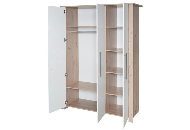 Babyzimmer-Komplettset Malo 3-teilig, (Set, Kinderbett 70 x 140 cm, Wickelkommode, Kleiderschrank), aus Holz mit Metallgriffen von roba in Weiß – Produktfoto 4 von 5