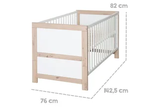 Babyzimmer-Komplettset Malo 3-teilig, (Set, Kinderbett 70 x 140 cm, Wickelkommode, Kleiderschrank), aus Holz mit Metallgriffen von roba in Weiß – Produktfoto 5 von 5