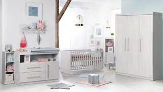 Babyzimmer-Komplettset Maren 2, Gitterbett, Wickelkommode, 3-türiger Drehtürenschrank, umbaubar by roba in Grey – product photo 1 of 5