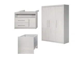 Babyzimmer-Komplettset Maren 2, Gitterbett, Wickelkommode, 3-türiger Drehtürenschrank, umbaubar by roba in Grey – product photo 2 of 5