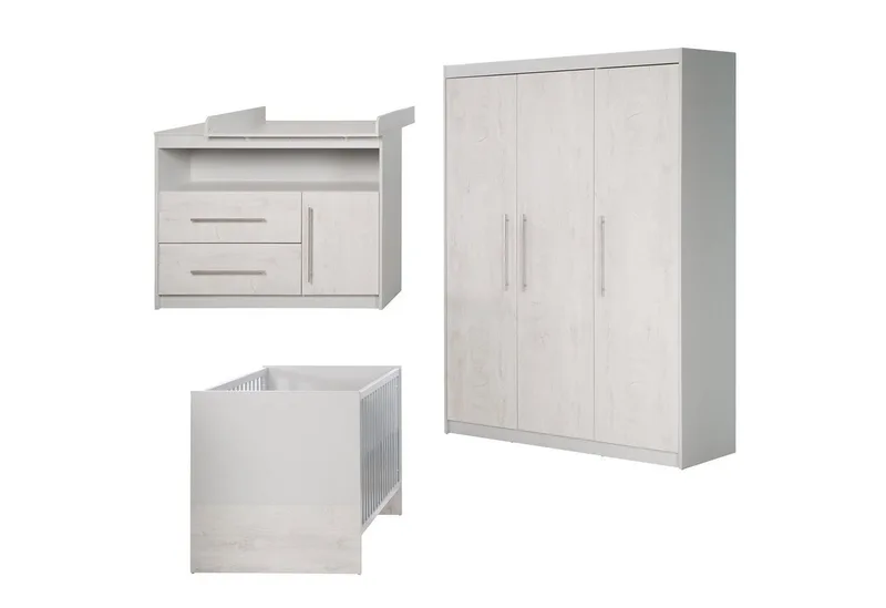 Babyzimmer-Komplettset Maren 2, Gitterbett, Wickelkommode, 3-türiger Drehtürenschrank, umbaubar by roba in Grey – product photo 2 of 5