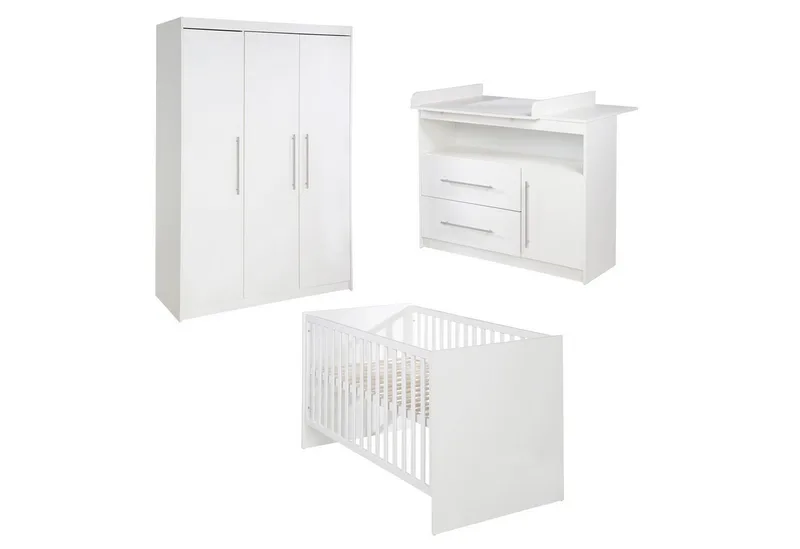 Babyzimmer-Komplettset Maren, Gitterbett, Wickelkommode & 3-türiger Schrank, umbaubar by roba in White – product photo 2 of 5