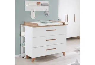 Babyzimmer-Komplettset Ole 3-teilig - (Set, Kinderbett, Wickelkommode, Kleiderschrank), moderne Optik - Griffe & Füße aus stabilem Massivholz von roba in Weiß – Produktfoto 4 von 4