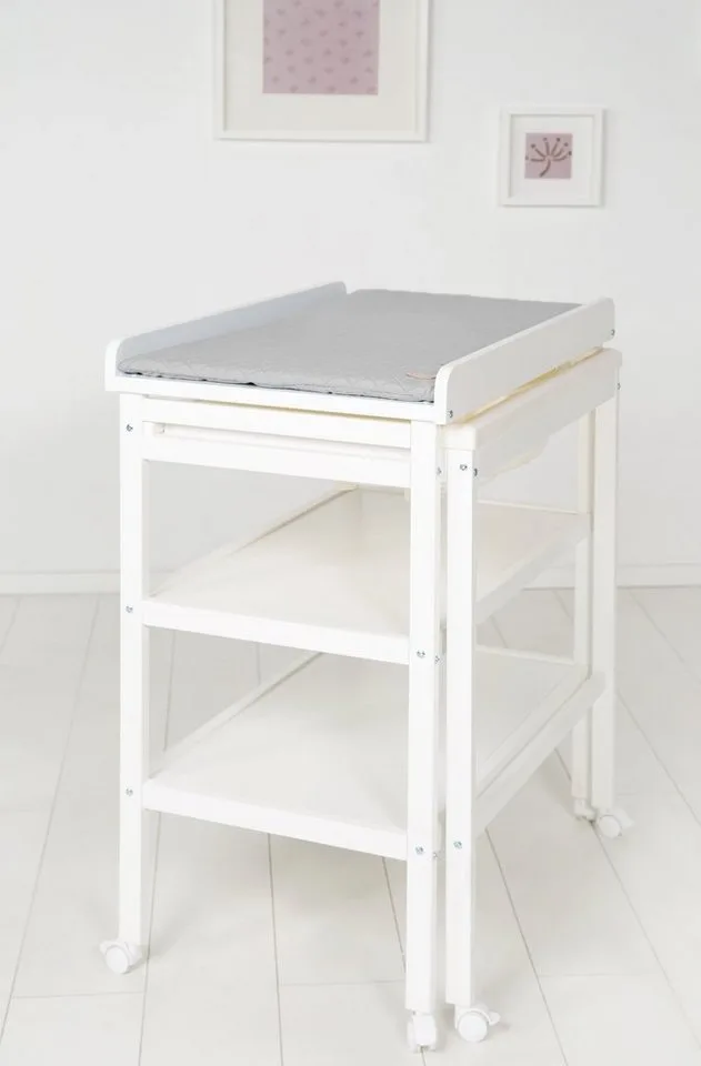 Bade- und Wickelregal Style, Baby Pool, weiß, inkl. herausziehbarer Badewanne und Wickelauflage silbergrau von roba in Grau, Silber, Weiß – Produktfoto 3 von 5