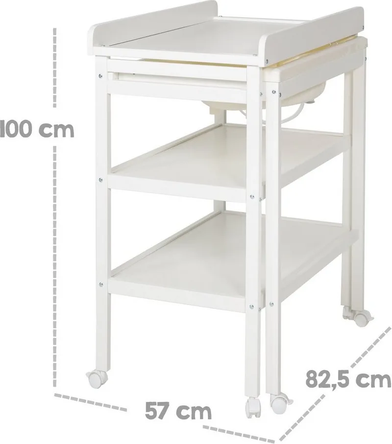 Bade- und Wickelregal Style, Baby Pool, weiß, inkl. herausziehbarer Badewanne und Wickelauflage silbergrau von roba in Grau, Silber, Weiß – Produktfoto 4 von 5