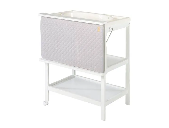 Bade-Wickel-Kombi 'Baby Pool' weiß inkl. schwenkbare Wickelauflage 'roba Style grau' mit 2 Rollen från roba – produktbild