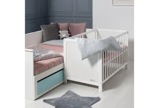 Beistellbett Gitterbett, Babybett 60 x 120 cm, 6-fach höhenverstellbar, taupe by roba in White – product photo 2 of 5
