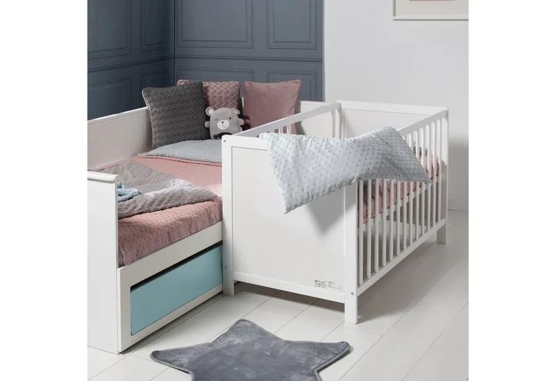 Beistellbett Gitterbett, Babybett 60 x 120 cm, 6-fach höhenverstellbar, taupe by roba in White – product photo 2 of 5