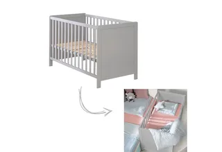 Beistellbett Gitterbett, Babybett 60 x 120 cm, 6-fach höhenverstellbar, taupe by roba in Grey – product photo 3 of 5