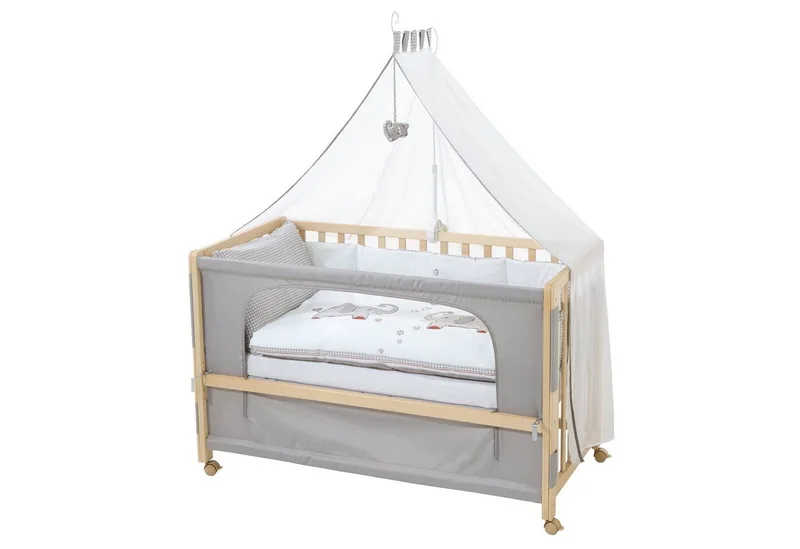 Beistellbett Room Bed, Beistellbett zum Elternbett mit kompletter Ausstattung de roba en Beige – photo produit