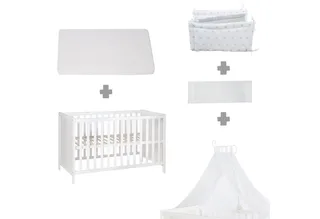 Beistellbett Sterne grau, wandelbares Beistellbett & Babybett by roba in White – product photo 3 of 5