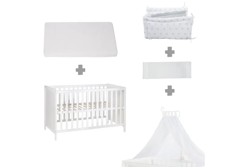 Beistellbett Sterne grau, wandelbares Beistellbett & Babybett by roba in White – product photo 3 of 5