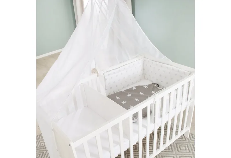 Beistellbett Sterne grau, wandelbares Beistellbett & Babybett by roba in White – product photo 2 of 5