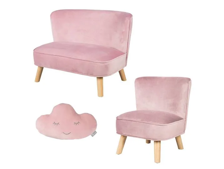 Bundle 'Lil Sofa' enthält Kindersofa, Kindersessel, Dekokissen Wolke in rosa/mauve fra roba – produktbillede