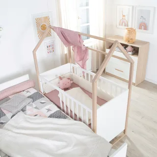 Hausbett Cabane 60x120 cm von roba in Weiß, Natur, 67,2 × 153 mm – Produktfoto 2 von 3