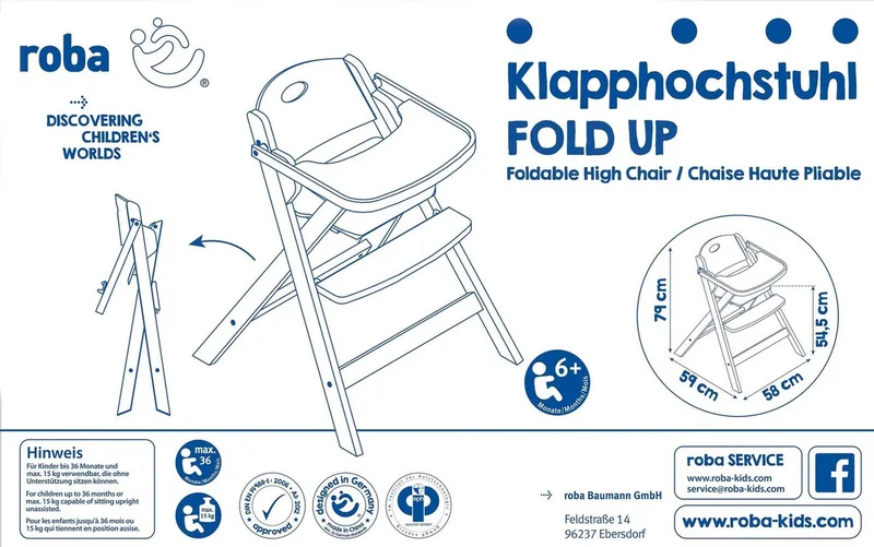 Hochstuhl Klapphochstuhl, natur by roba in Beige – product photo 4 of 5