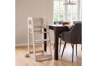 Hochstuhl & Lernturm "2 in 1 Sit & Step" - Aus Holz - Montessori, mit Kippschutz by roba in White – product photo 4 of 5