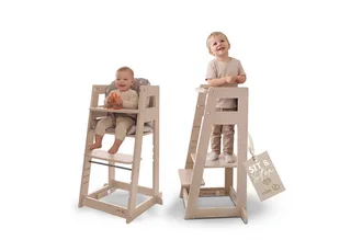 Hochstuhl & Lernturm "2 in 1 Sit & Step" - Aus Holz - Montessori, mit Kippschutz by roba in White – product photo 1 of 5