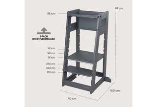 Hochstuhl & Lernturm "2 in 1 Sit & Step" - Aus Holz - Montessori, mit Kippschutz von roba in Grau – Produktfoto 5 von 5