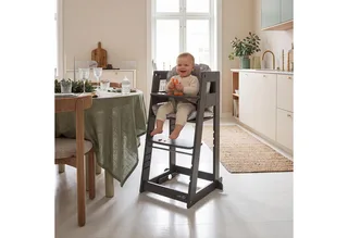 Hochstuhl & Lernturm "2 in 1 Sit & Step" - Aus Holz - Montessori, mit Kippschutz von roba in Grau – Produktfoto 3 von 5