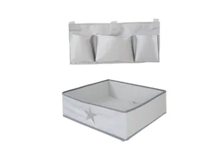 Hochstuhl Organiser Set für roba Hochstühle (2-tlg) - Mit Stern Motiv, Für Sit Up & Born Up Babyhochstühle - Box & Tasche zum Einhängen by roba in Grey – product photo 1 of 3