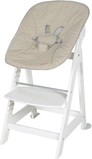 Hochstuhl Treppenhochstuhl 2-in-1 Set Born Up mit Neugeborenen-Aufsatz, Greyish gesteppt von roba in Weiß – Produktfoto 1 von 5