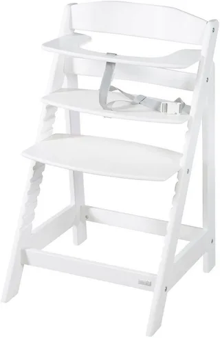 Hochstuhl Treppenhochstuhl 2-in-1 Set Born Up mit Neugeborenen-Aufsatz, Greyish gesteppt von roba in Weiß – Produktfoto 4 von 5