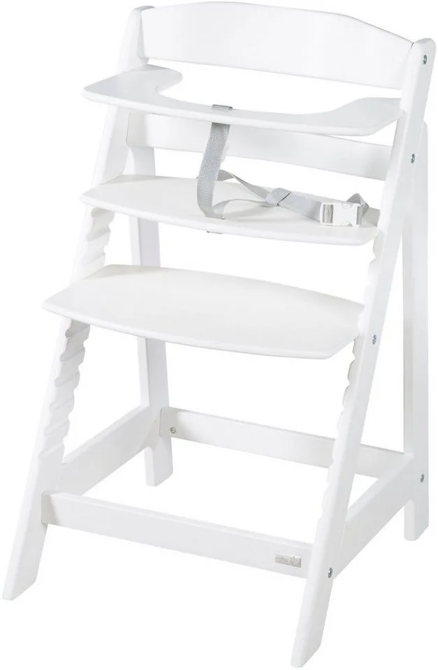 Hochstuhl Treppenhochstuhl 2-in-1 Set Born Up mit Neugeborenen-Aufsatz, Greyish gesteppt von roba in Weiß – Produktfoto 4 von 5
