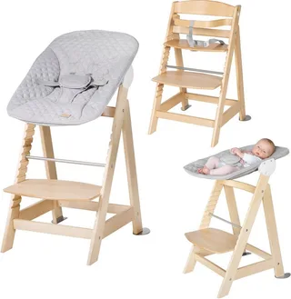 Hochstuhl Treppenhochstuhl 2-in-1 Set Style, Born Up, mit Neugeborenen-Aufsatz by roba in Beige, Grey, Silver – product photo 2 of 3