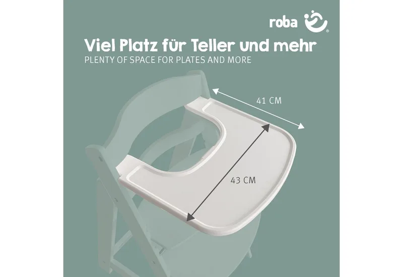 Hochstuhltablett Essbrett für roba Hochstuhl Sit Up Flex, Liv Up & Born Up, Plastik, (Kompatibel mit Gurtsystem und Hochstuhlauflagen), Schnelle Klickbefestigung - Einfache Reinigung von roba in Weiß – Produktfoto 5 von 5