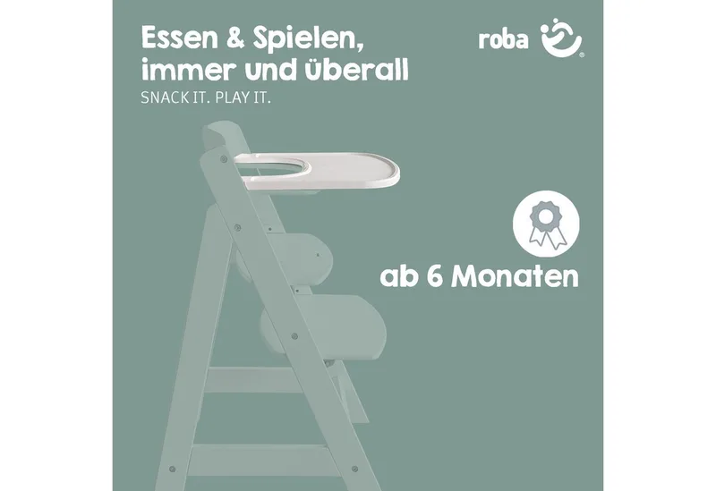 Hochstuhltablett Essbrett für roba Hochstuhl Sit Up Flex, Liv Up & Born Up, Plastik, (Kompatibel mit Gurtsystem und Hochstuhlauflagen), Schnelle Klickbefestigung - Einfache Reinigung von roba in Weiß – Produktfoto 4 von 5