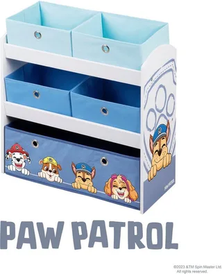 Kinderregal PAW Patrol, inklusive 5 Stoffboxen in 2 Größen de roba en Blanc – photo produit 2 sur 5