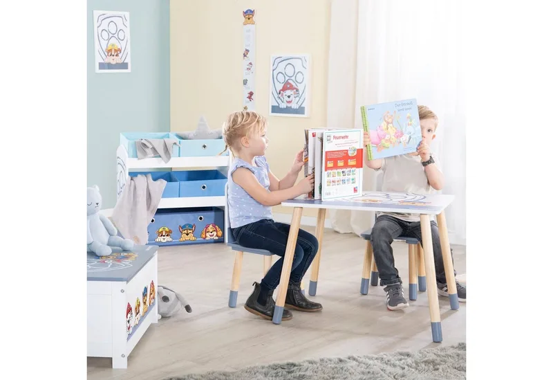 Kinderregal PAW Patrol, inklusive 5 Stoffboxen in 2 Größen de roba en Blanc – photo produit 4 sur 5