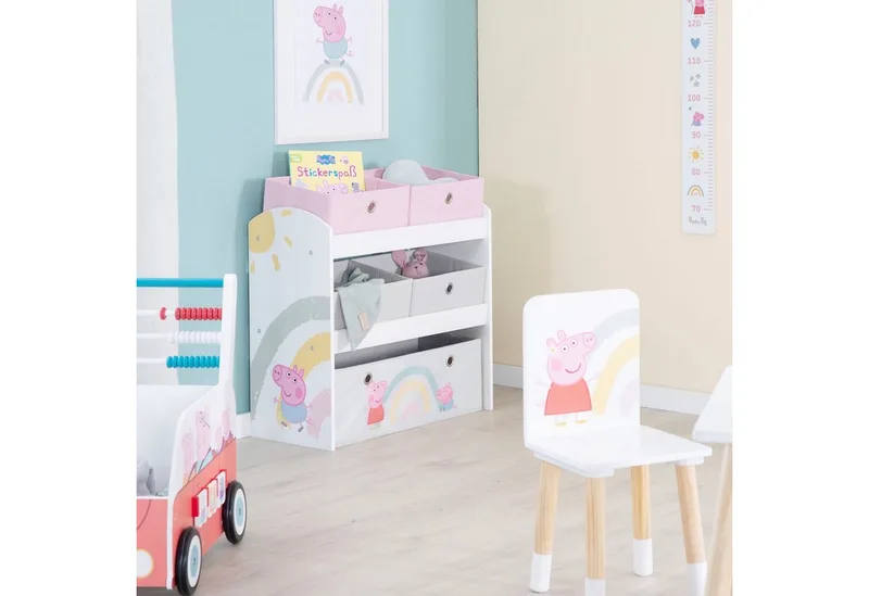 Kinderregal Peppa Pig, inklusive 5 Stoffboxen in 2 Größen de roba en Blanc – photo produit 3 sur 5