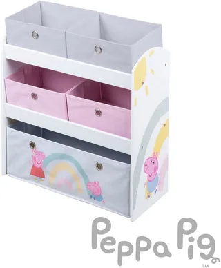 Kinderregal Peppa Pig, inklusive 5 Stoffboxen in 2 Größen de roba en Blanc – photo produit 2 sur 5