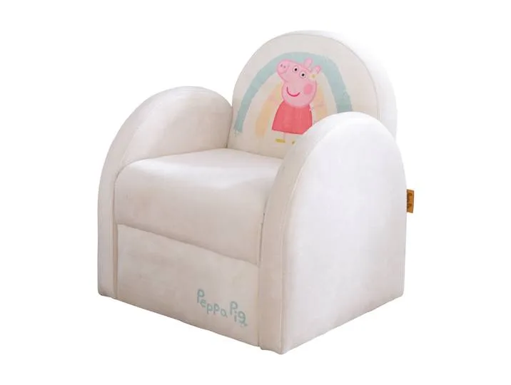 Kindersessel 'Peppa Pig' mit Armlehnen - Samtstoff in Beige mit Peppa Print fra roba – produktbillede
