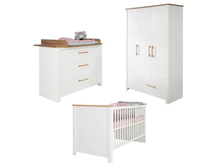 Kinderzimmerset 'Ava' 3-teilig, inkl. Kinderbett 70x140 cm, Wickelkommode & Schrank 3-türig van roba – productfoto