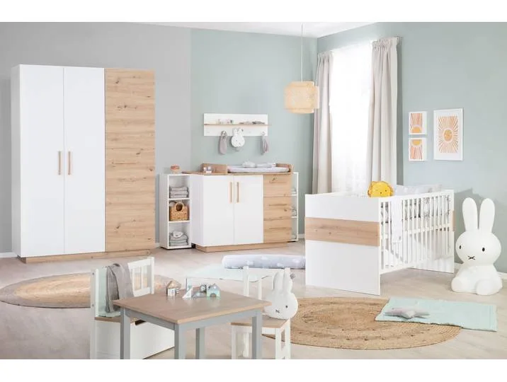 Kinderzimmerset 'Lion' 3-teilig - Bett 70x140 + Wickelkommode breit + Kleiderschrank från roba – produktbild
