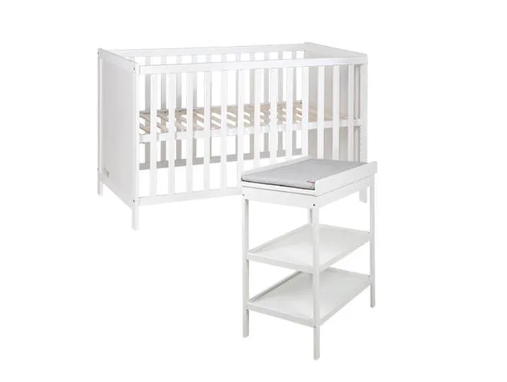 Kinderzimmerset 'roba Style' inkl. Wickelkommode & Beistellbett, mit Lattenrost, 60 x 120 cm, weiß från roba – produktbild