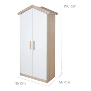 Kleiderschrank Cabane 2-türig van roba in Wit, Naturel, 96 × 190 mm – productfoto 2 van 3