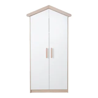 Kleiderschrank Cabane 2-türig van roba in Wit, Naturel, 96 × 190 mm – productfoto 1 van 3