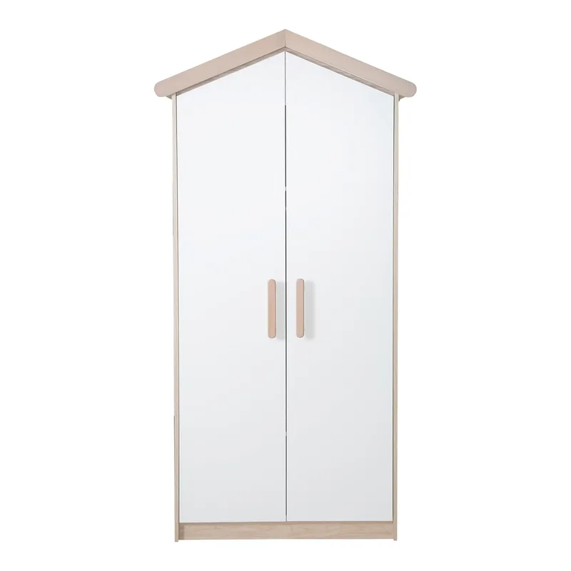 Kleiderschrank Cabane 2-türig van roba in Wit, Naturel, 96 × 190 mm – productfoto 1 van 3